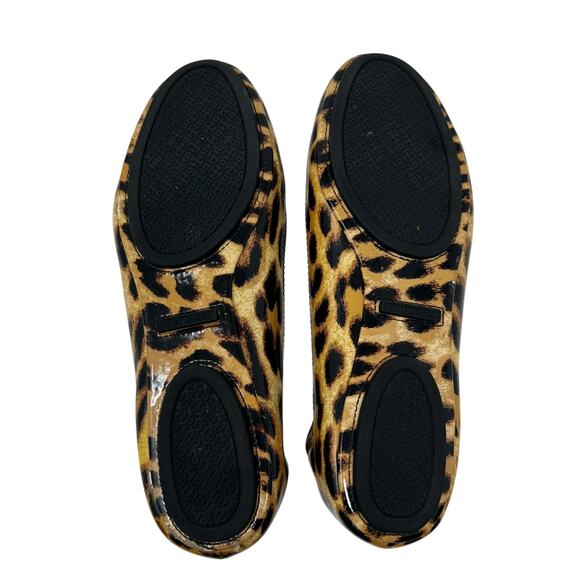 Tory Burch Minnie Leopard Print Patent Leather Travel Ballet Flats Size 7 - Picture 6 of 8